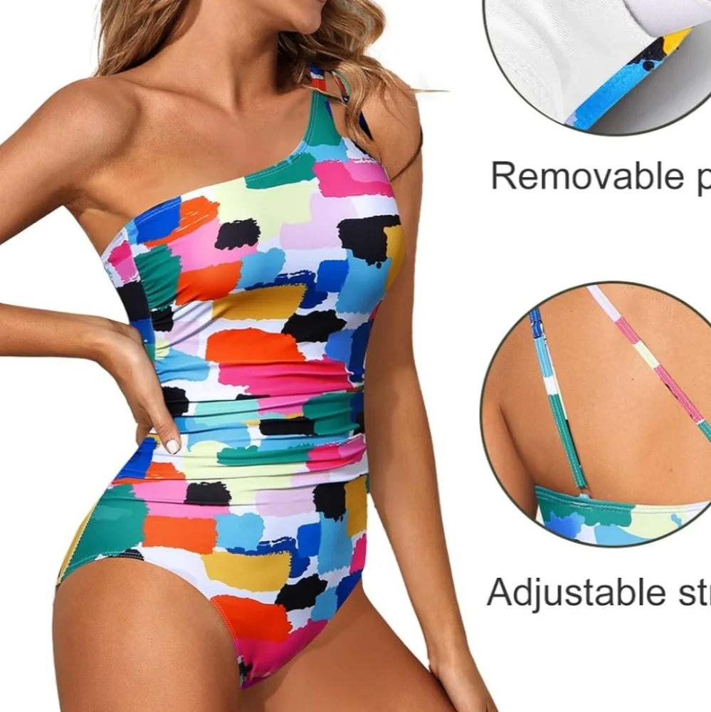 HOLIPICK PLUS SIZE One Shoulder Swimsuit